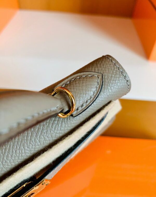 Hermes Mini Kelly Epsom M8 asphalt grey Gold Hardware 19cm Full Handmade