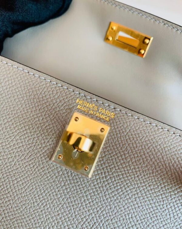 Hermes Mini Kelly Epsom M8 asphalt grey Gold Hardware 19cm Full Handmade