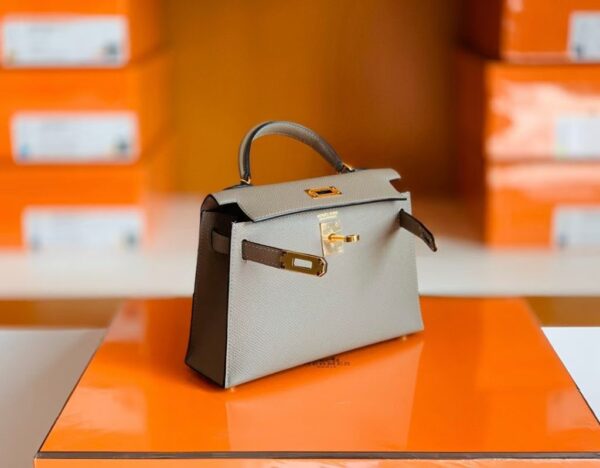 Hermes Mini Kelly Epsom M8 asphalt grey Gold Hardware 19cm Full Handmade