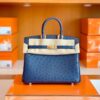 Hermes Birkin Ostrich Royal blue Gold Hardware 25cm Full Handmade