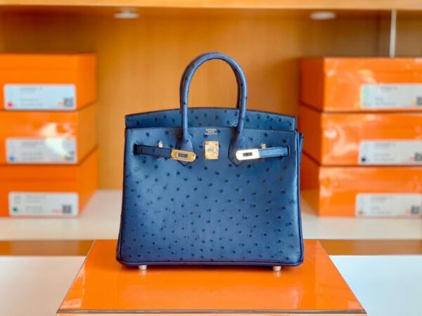 mmexport1690709674545-1024x768-1 Hermes Birkin Ostrich Royal blue Gold Hardware 25cm Full Handmade