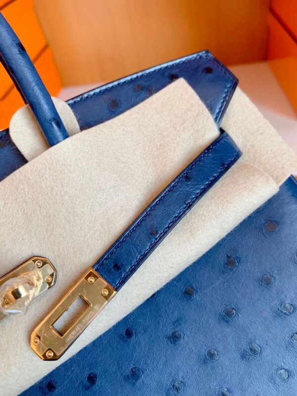 mmexport1690709675907-768x1024-1 Hermes Birkin Ostrich Royal blue Gold Hardware 25cm Full Handmade