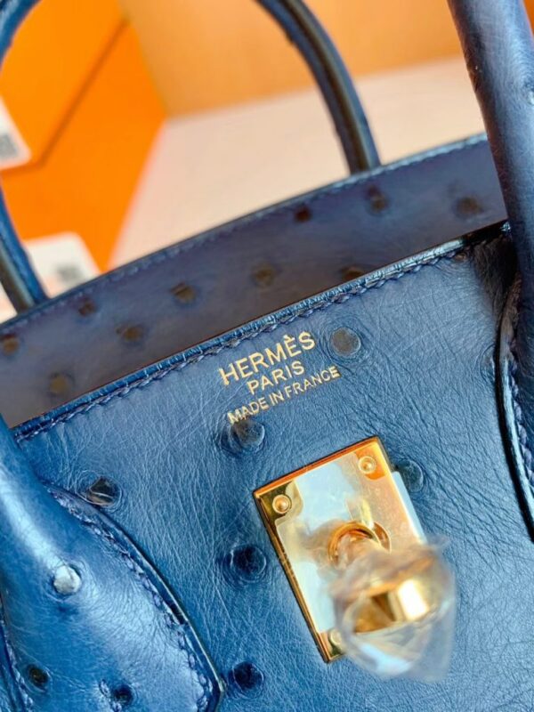 mmexport1690709677399-768x1024-1 Hermes Birkin Ostrich Royal blue Gold Hardware 25cm Full Handmade