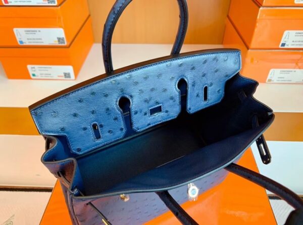 mmexport1690709678747-1024x759-1 Hermes Birkin Ostrich Royal blue Gold Hardware 25cm Full Handmade