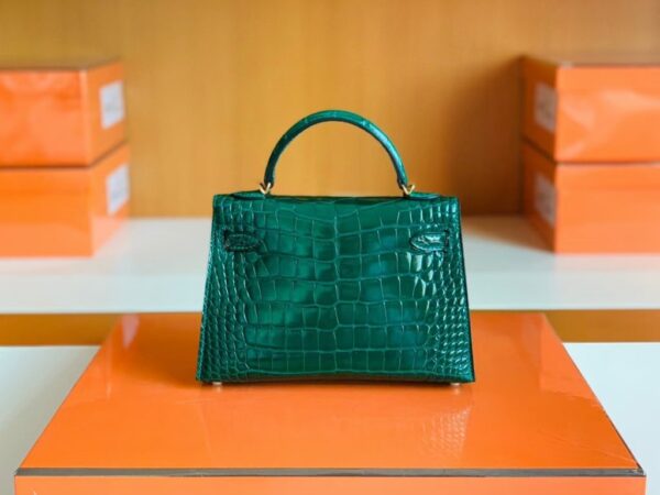 mmexport1690709771817-1024x768-1 Hermes Mini Kelly sellier shiny alligator crocodile 6Q jade green Gold Hardware 19cm Full Handmade