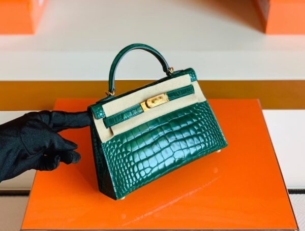 mmexport1690709773225-1024x776-1 Hermes Mini Kelly sellier shiny alligator crocodile 6Q jade green Gold Hardware 19cm Full Handmade