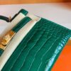 Hermes Mini Kelly sellier shiny alligator crocodile 6Q jade green Gold Hardware 19cm Full Handmade