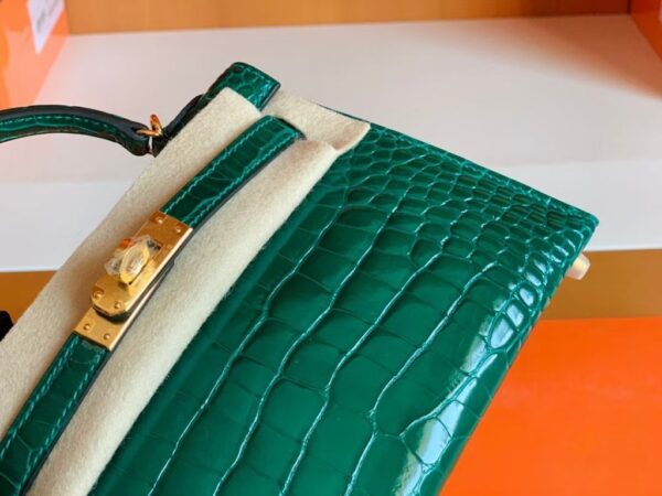 mmexport1690709774459-1024x768-1 Hermes Mini Kelly sellier shiny alligator crocodile 6Q jade green Gold Hardware 19cm Full Handmade