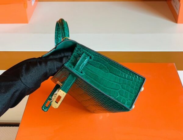 mmexport1690709781811-1024x785-1 Hermes Mini Kelly sellier shiny alligator crocodile 6Q jade green Gold Hardware 19cm Full Handmade