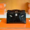 mmexport1690709862429-1024x781-1 Hermes Mini Kelly pochette shiny alligator crocodile ck89 Black Silver Hardware 22cm Full Handmade
