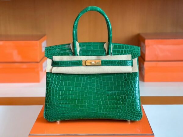 mmexport1690710190740-1024x768-1 Hermes Birkin shiny alligator crocodile 6Q jade green Gold Hardware 30cm Full Handmade