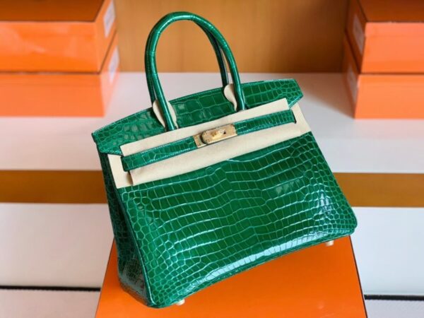 mmexport1690710193435-1024x768-1 Hermes Birkin shiny alligator crocodile 6Q jade green Gold Hardware 30cm Full Handmade