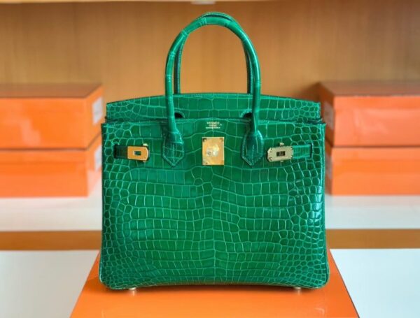 mmexport1690710194748-1024x776-1 Hermes Birkin shiny alligator crocodile 6Q jade green Gold Hardware 30cm Full Handmade