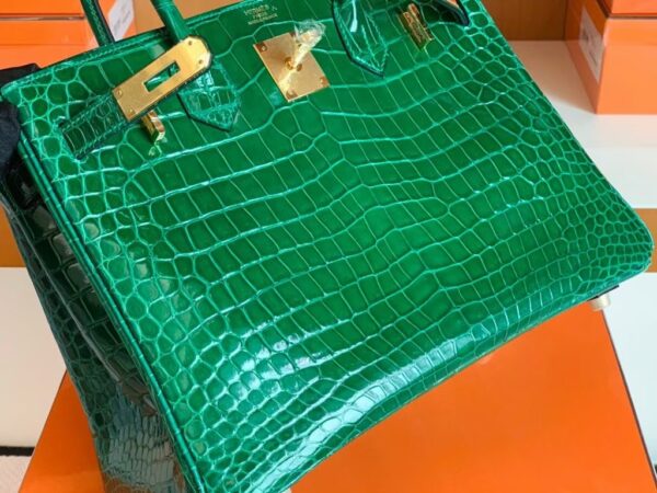 mmexport1690710198713-1024x768-1 Hermes Birkin shiny alligator crocodile 6Q jade green Gold Hardware 30cm Full Handmade
