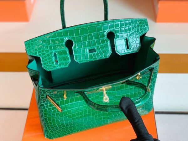 mmexport1690710201380-1024x768-1 Hermes Birkin shiny alligator crocodile 6Q jade green Gold Hardware 30cm Full Handmade