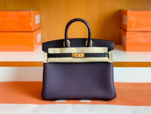 mmexport1690710231564-1024x774-1 Hermes Birkin Touch Togo & Matte crocodile Grape purple Gold Hardware 25cm Full Handmade