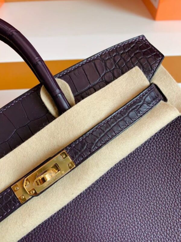 mmexport1690710235105-768x1024-1 Hermes Birkin Touch Togo & Matte crocodile Grape purple Gold Hardware 25cm Full Handmade
