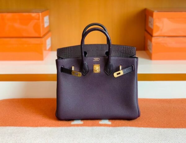 mmexport1690710237577-1024x785-1 Hermes Birkin Touch Togo & Matte crocodile Grape purple Gold Hardware 25cm Full Handmade