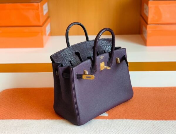 mmexport1690710238963-1024x781-1 Hermes Birkin Touch Togo & Matte crocodile Grape purple Gold Hardware 25cm Full Handmade