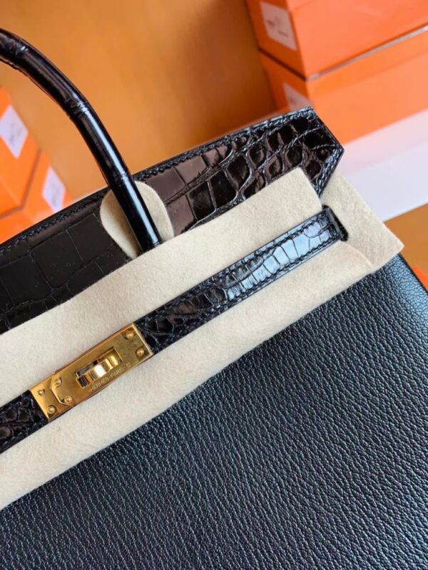 mmexport1690710262369-768x1024-1 Hermes Birkin Touch Chevre & Matte Alligator crocodile Ck89 Black Gold Hardware 25cm Full Handmade
