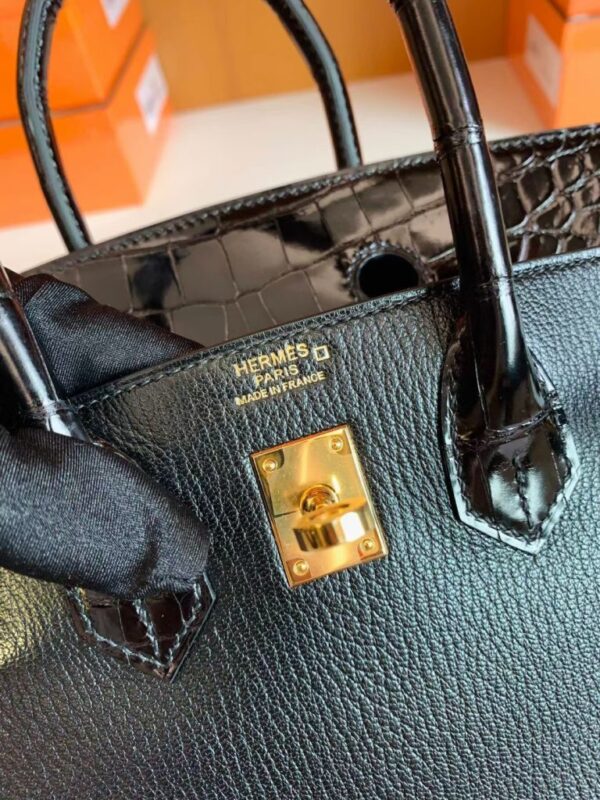 mmexport1690710266861-768x1024-1 Hermes Birkin Touch Chevre & Matte Alligator crocodile Ck89 Black Gold Hardware 25cm Full Handmade