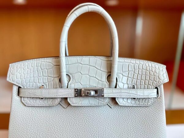 mmexport1690710624944-1024x768-1 Hermes Birkin Touch Togo & Matte crocodile ck8L Ice White Silver Hardware 25cm Full Handmade
