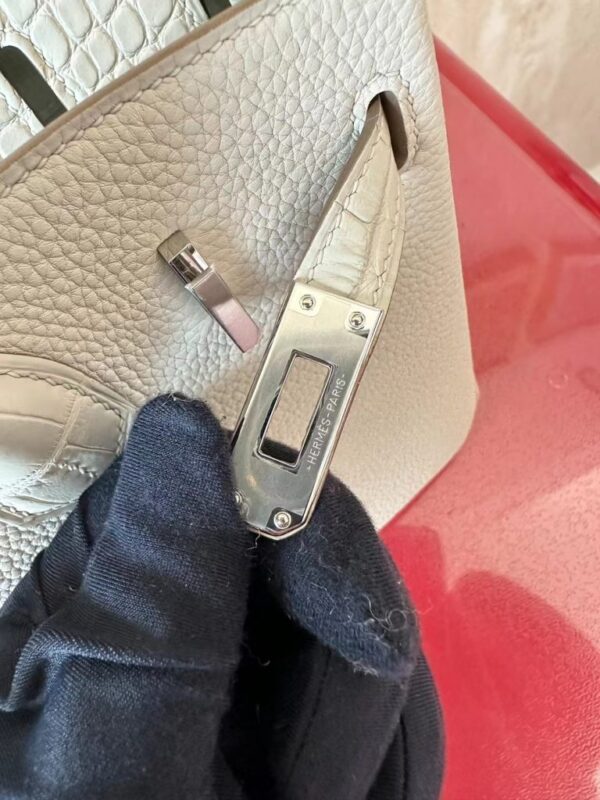 mmexport1690710629086-768x1024-1 Hermes Birkin Touch Togo & Matte crocodile ck8L Ice White Silver Hardware 25cm Full Handmade