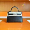 Hermes Mini Kelly chèvre ck89 Black Silver Hardware 19cm Full Handmade