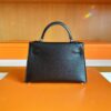 Hermes Mini Kelly chèvre ck89 Black Silver Hardware 19cm Full Handmade