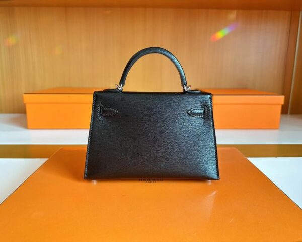 mmexport1690710650744-1024x820-1 Hermes Mini Kelly chèvre ck89 Black Silver Hardware 19cm Full Handmade