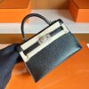 Hermes Mini Kelly chèvre ck89 Black Silver Hardware 19cm Full Handmade