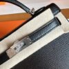 Hermes Mini Kelly chèvre ck89 Black Silver Hardware 19cm Full Handmade