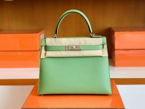 Hermès kelly Epsom 3i Avocado green Silver Hardware 28cm Full Handmade