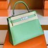 Hermès kelly Epsom 3i Avocado green Silver Hardware 28cm Full Handmade