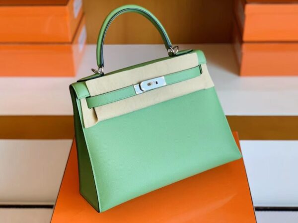 mmexport1691336865623-1024x767-1 Hermès kelly Epsom 3i Avocado green Silver Hardware 28cm Full Handmade