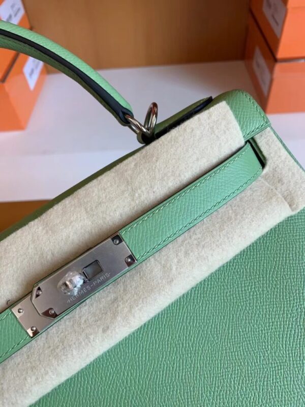 mmexport1691336867016-768x1024-1 Hermès kelly Epsom 3i Avocado green Silver Hardware 28cm Full Handmade