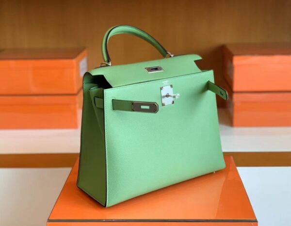 mmexport1691336869970-1024x796-1 Hermès kelly Epsom 3i Avocado green Silver Hardware 28cm Full Handmade