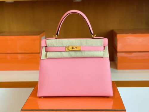 Hermès kelly Epsom 1Q New sakura pink Gold Hardware 28cm Full Handmade