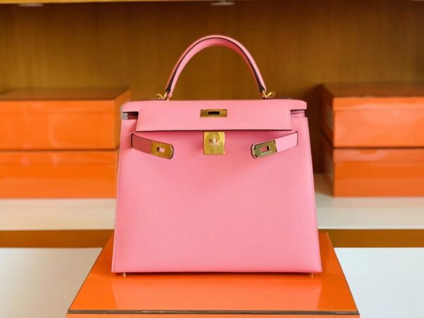Hermès kelly Epsom 1Q New sakura pink Gold Hardware 28cm Full Handmade