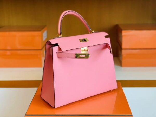 Hermès kelly Epsom 1Q New sakura pink Gold Hardware 28cm Full Handmade