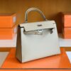 Hermès kelly Epsom s2 Light Grey Silver Hardware 25cm Full Handmade