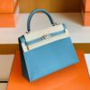 Hermès kelly Epsom ck75 Denim blue Silver Hardware 25cm Full Handmade