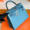 Hermès kelly Epsom ck75 Denim blue Silver Hardware 25cm Full Handmade