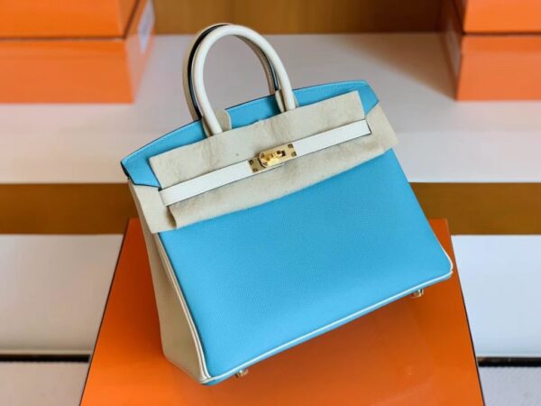 mmexport1691336954812-1024x768-1 Hermès Birkin Epsom Candy Blue & Pure White Silver Hardware 25cm Full Handmade