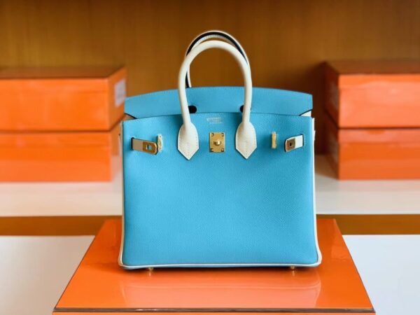 mmexport1691336958885-1024x768-1 Hermès Birkin Epsom Candy Blue & Pure White Silver Hardware 25cm Full Handmade