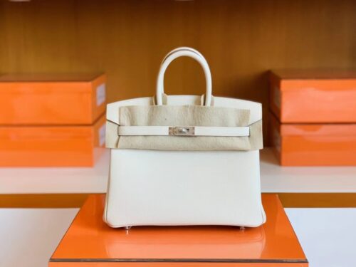 Hermès Birkin Epsom ck10 Creamy White Silver Hardware 25cm Full Handmade