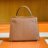 Hermès Kelly rare wild Chevre Golden Brown Gold Hardware 25cm Full Handmade