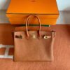 Hermès Birkin Touch togo & Matte crocodile CK37 Golden Brown Gold Hardware 25cm Full Handmade