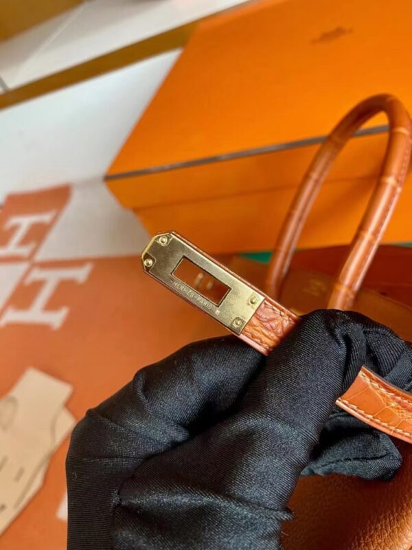 Hermès Birkin Touch togo & Matte crocodile CK37 Golden Brown Gold Hardware 25cm Full Handmade