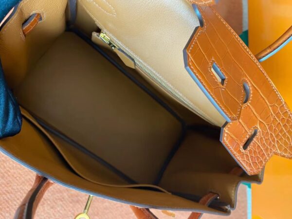 Hermès Birkin Touch togo & Matte crocodile CK37 Golden Brown Gold Hardware 25cm Full Handmade